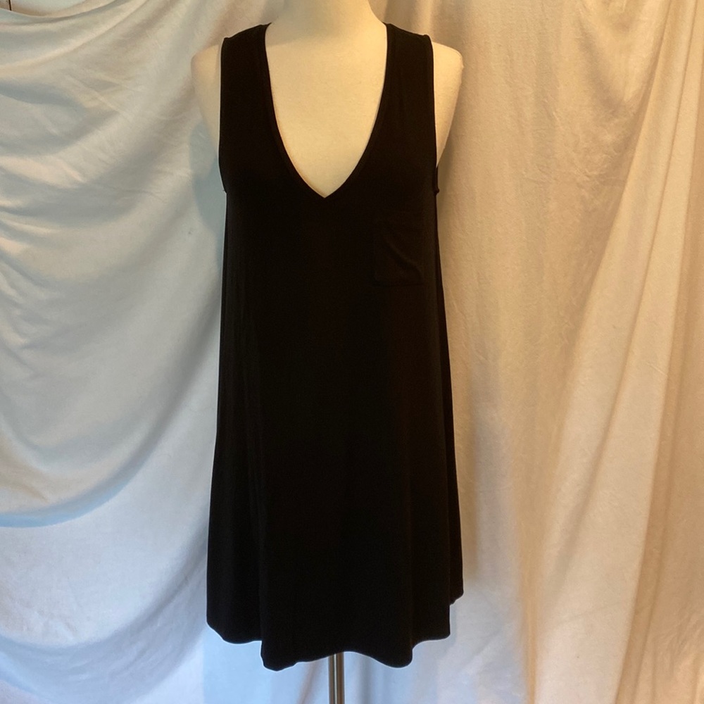 Madewell Black Sleeveless V-Neck Swing Dress